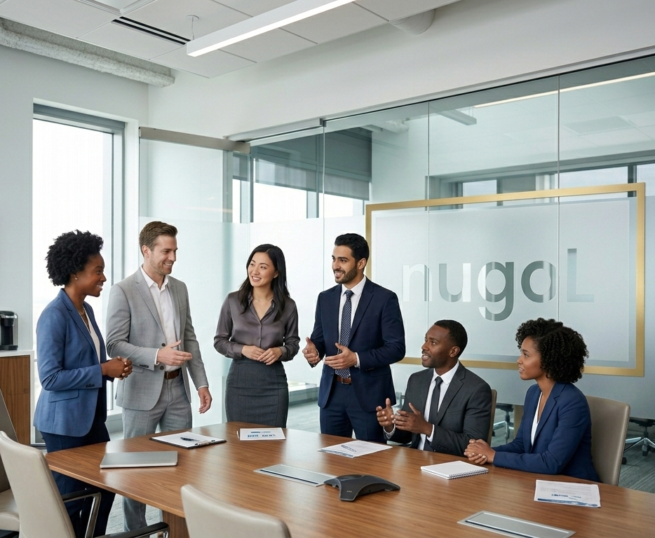 Diverse business team meeting including a woman in a wheelchair